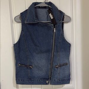 Denim Sleeveless Vest with Zipper